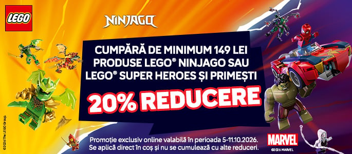 -20% pt 149 lei LEGO® Ninjago + LEGO® Super Heroes