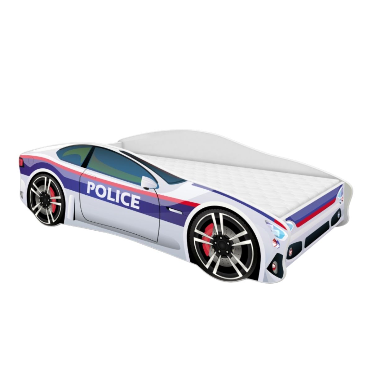 Pat tineret mykids car police, somiera 160x80 cm
