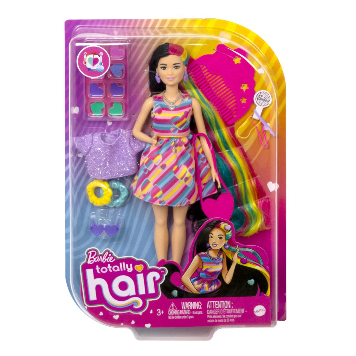 Papusa Barbie cu par lung si accesorii, Totally Hair Hearts Accesorii imagine noua responsabilitatesociala.ro