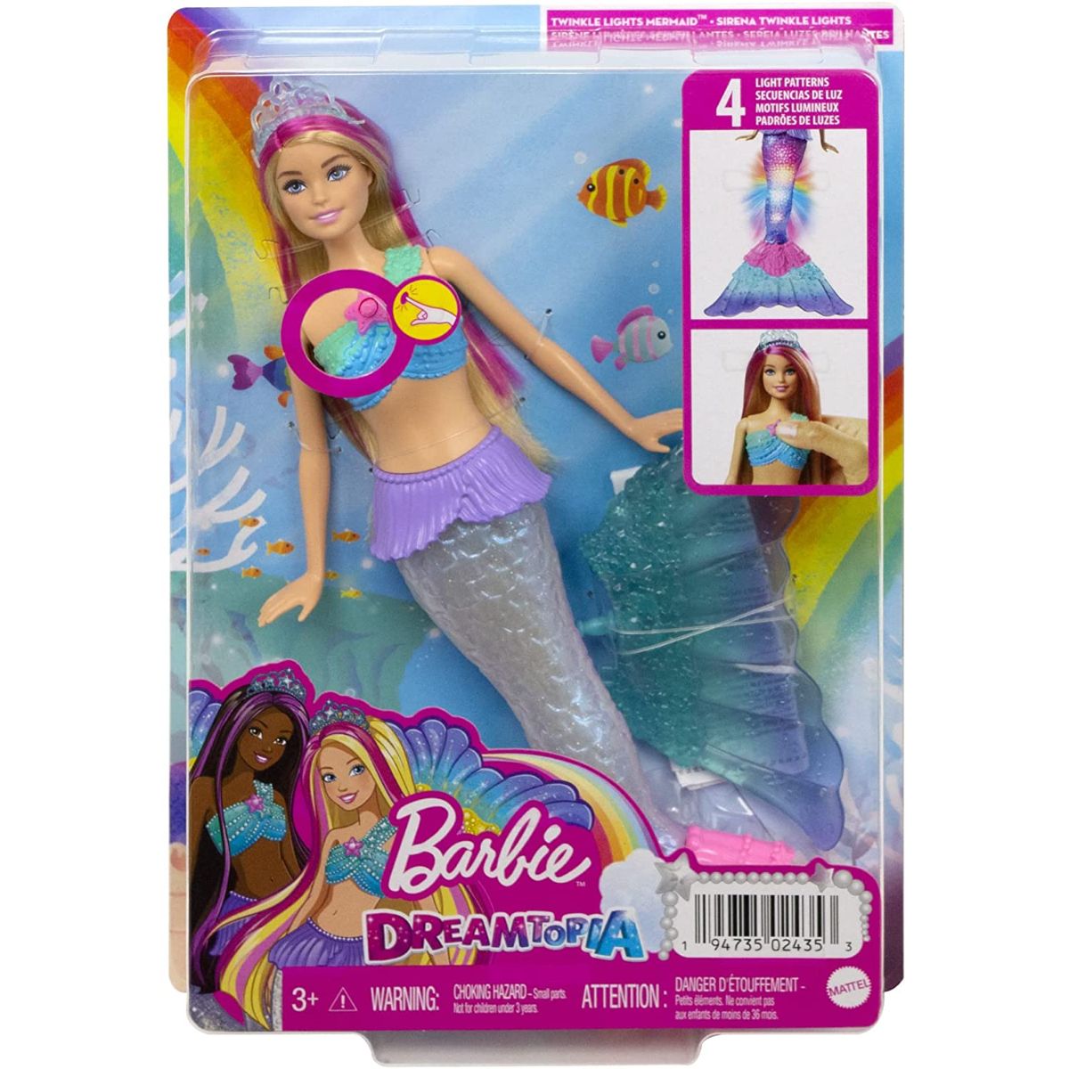 Papusa Barbie, Dreamtopia, Sirena du lumini Barbie imagine 2022
