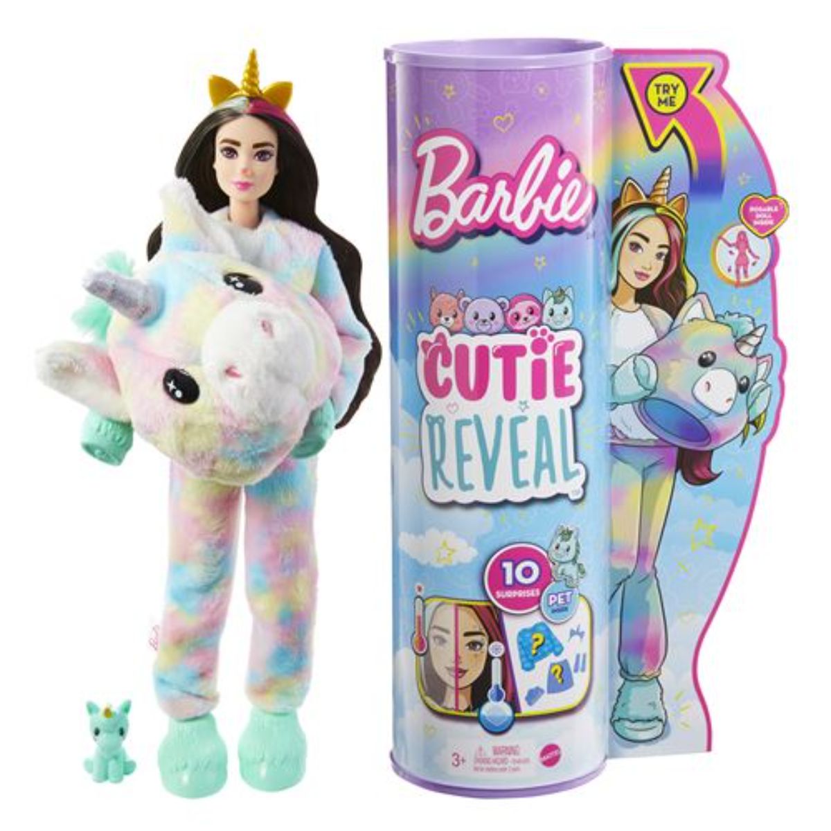 Papusa Barbie Cutie Reveal, Unicorn, cu 10 surprize