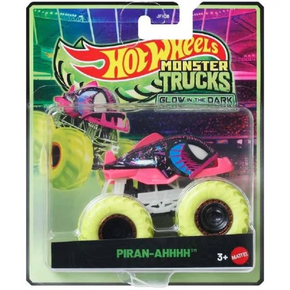 Masina Hot Wheels, Monster Truck, Glow In The Dark, Piran-Ahhhh, 1:64, JFX13