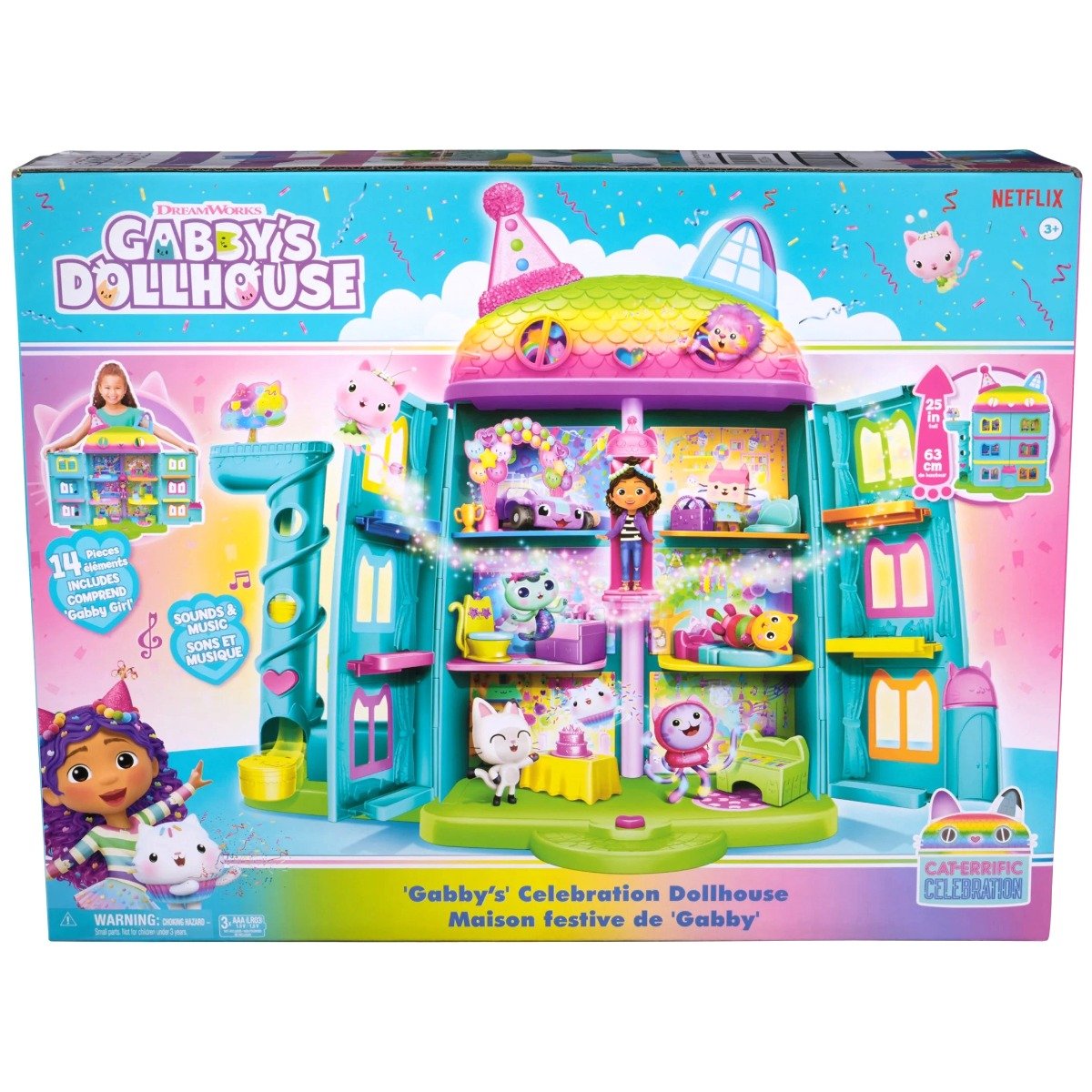 Set de joaca cu papusa si accesorii, Gabbys Dollhouse, Rainbow Celebration, 6070742