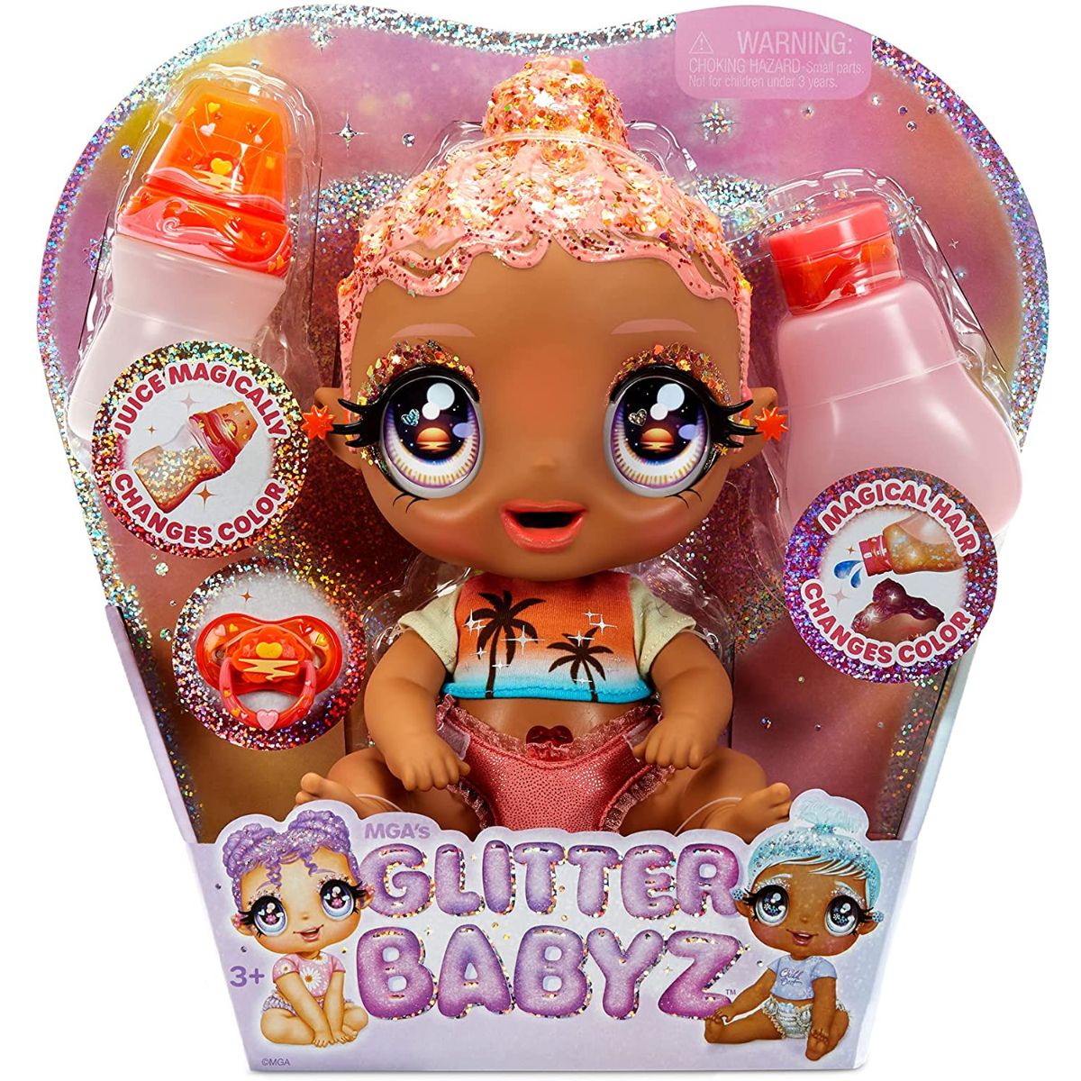 Papusa bebelus, Glitter Babyz Doll, Coral Pink Glitter Babyz Doll