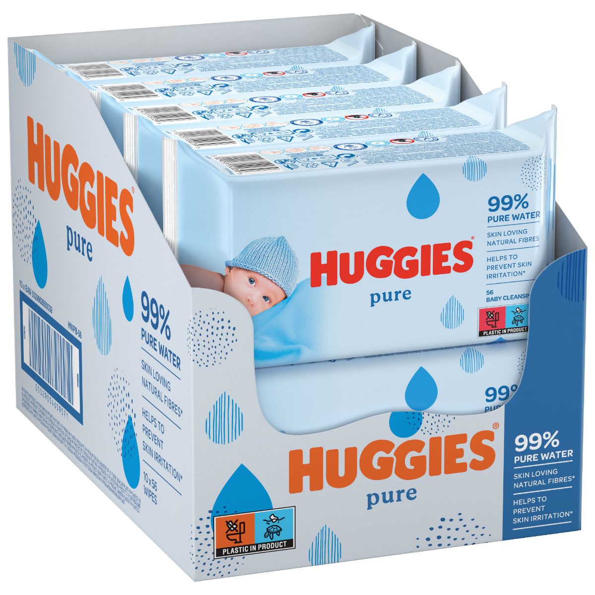 Servetele pentru bebelusi, Huggies, Pure, 56 x 10, 560 buc 10