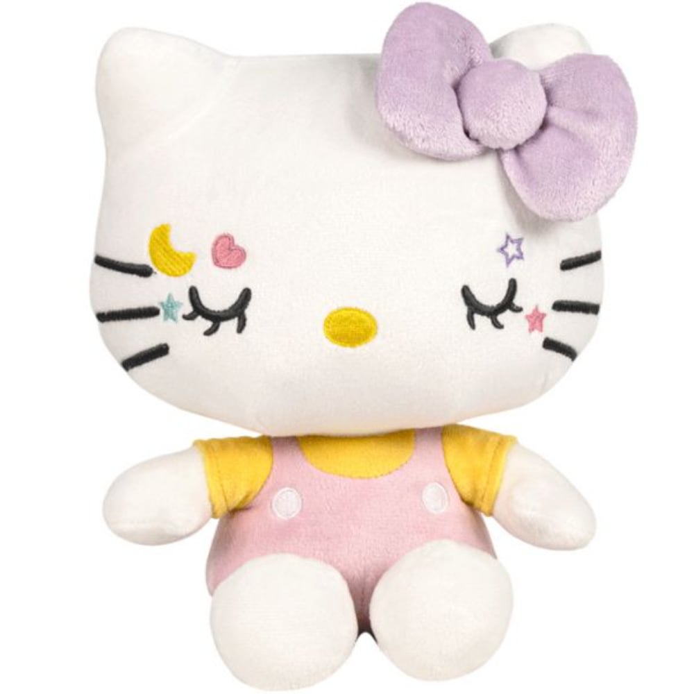 Jucarie de plus, Famosa, Hello Kitty In Your Eyes, cu salopeta roz, 22 cm