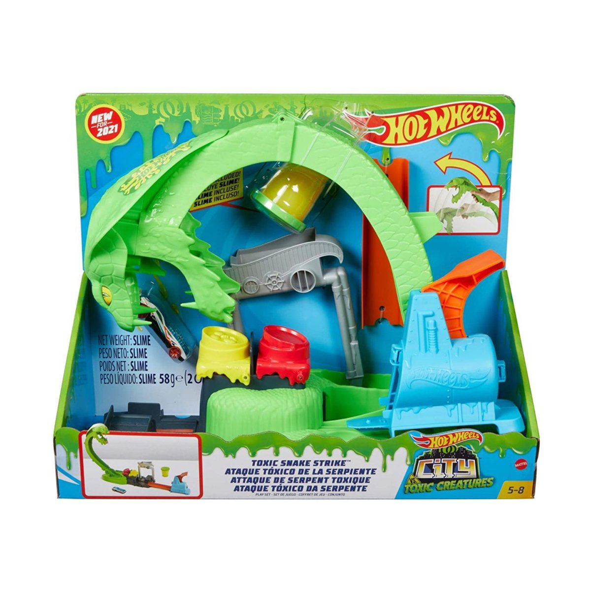 Set de joaca, Hot Wheels, Toxic Snake, cu slime