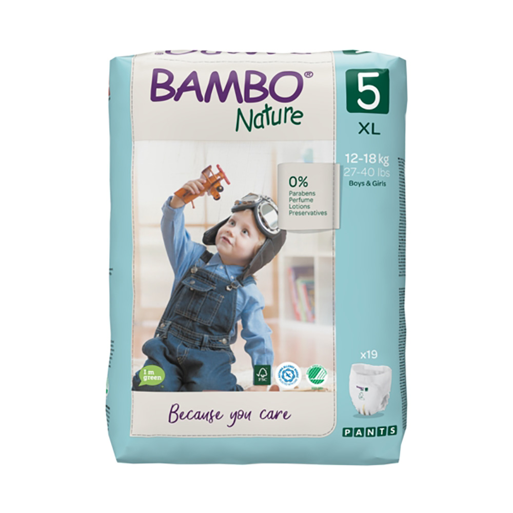 Scutece Bambo Nature Eco Friendly Pants, Nr 5, 12 – 18 Kg, 19 buc Bambo