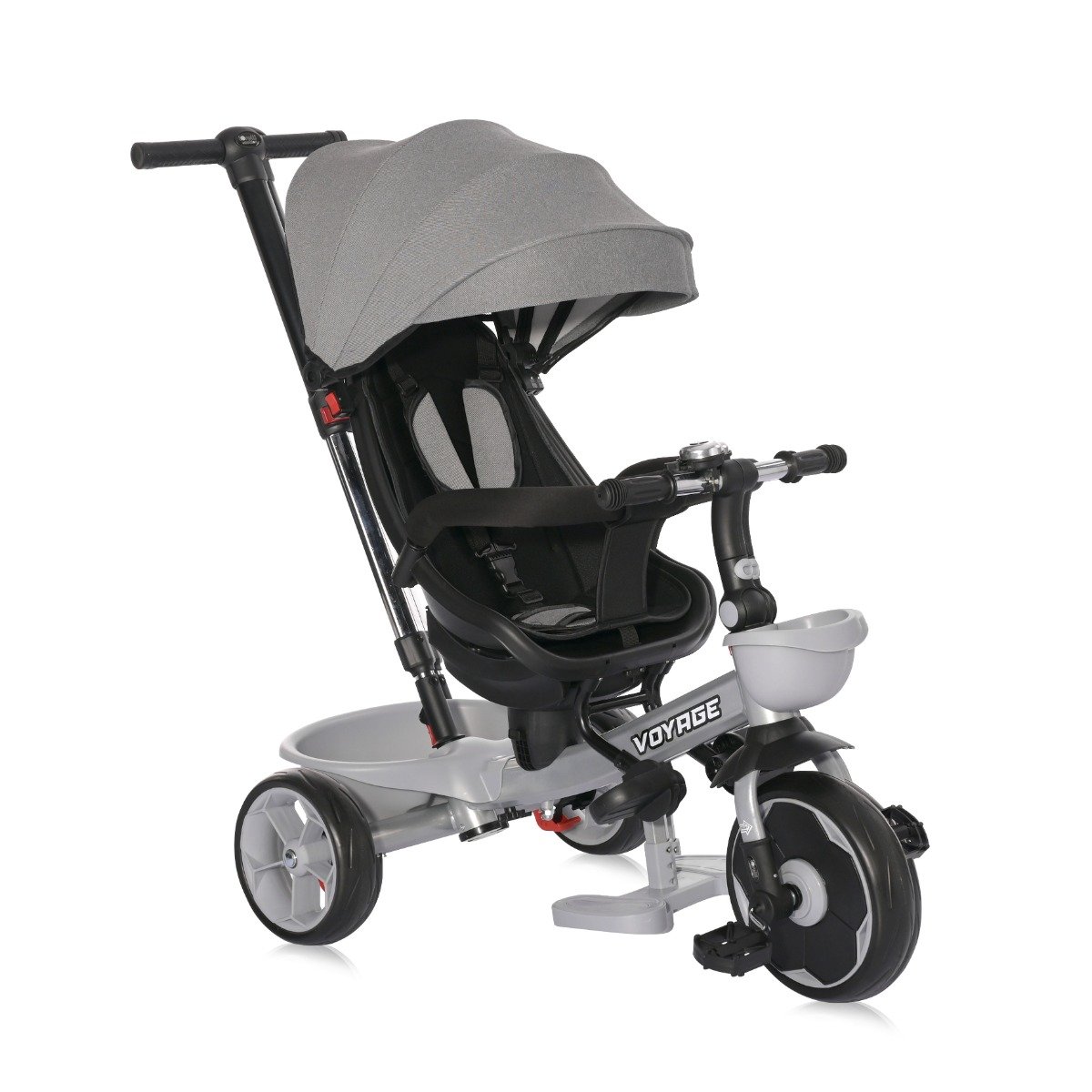 Tricicleta pentru copii cu sezut reversibil, Lorelli Voyage, 1-5 ani, Grey