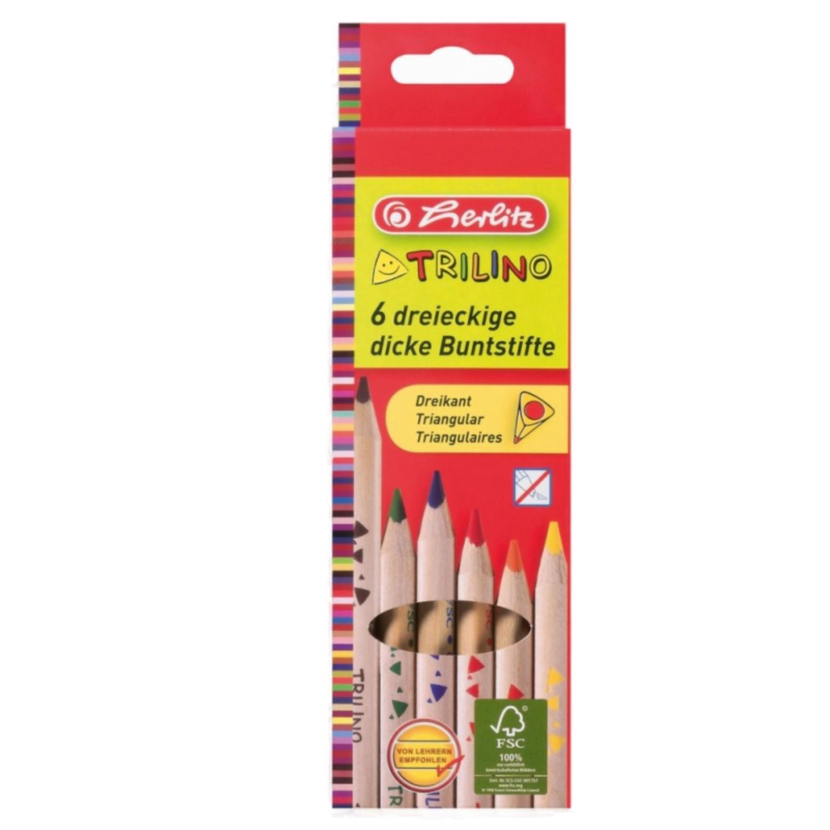 Set 6 creioane colorate, Herlitz, triunghiulare, Trilino Accesorii