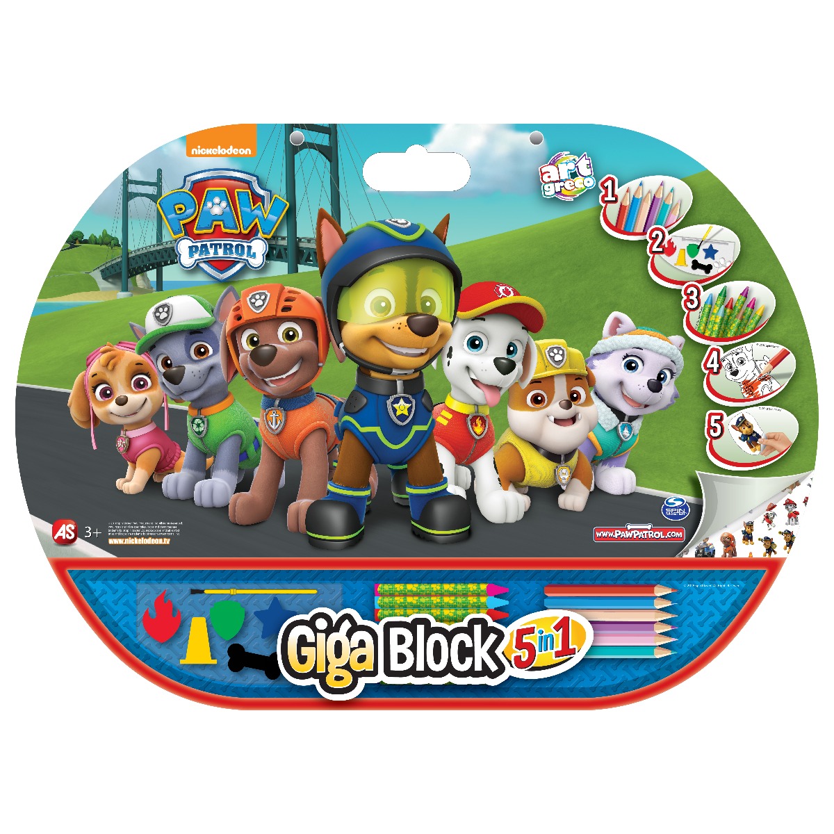Set desen si accesorii paw patrol giga block 5 in 1