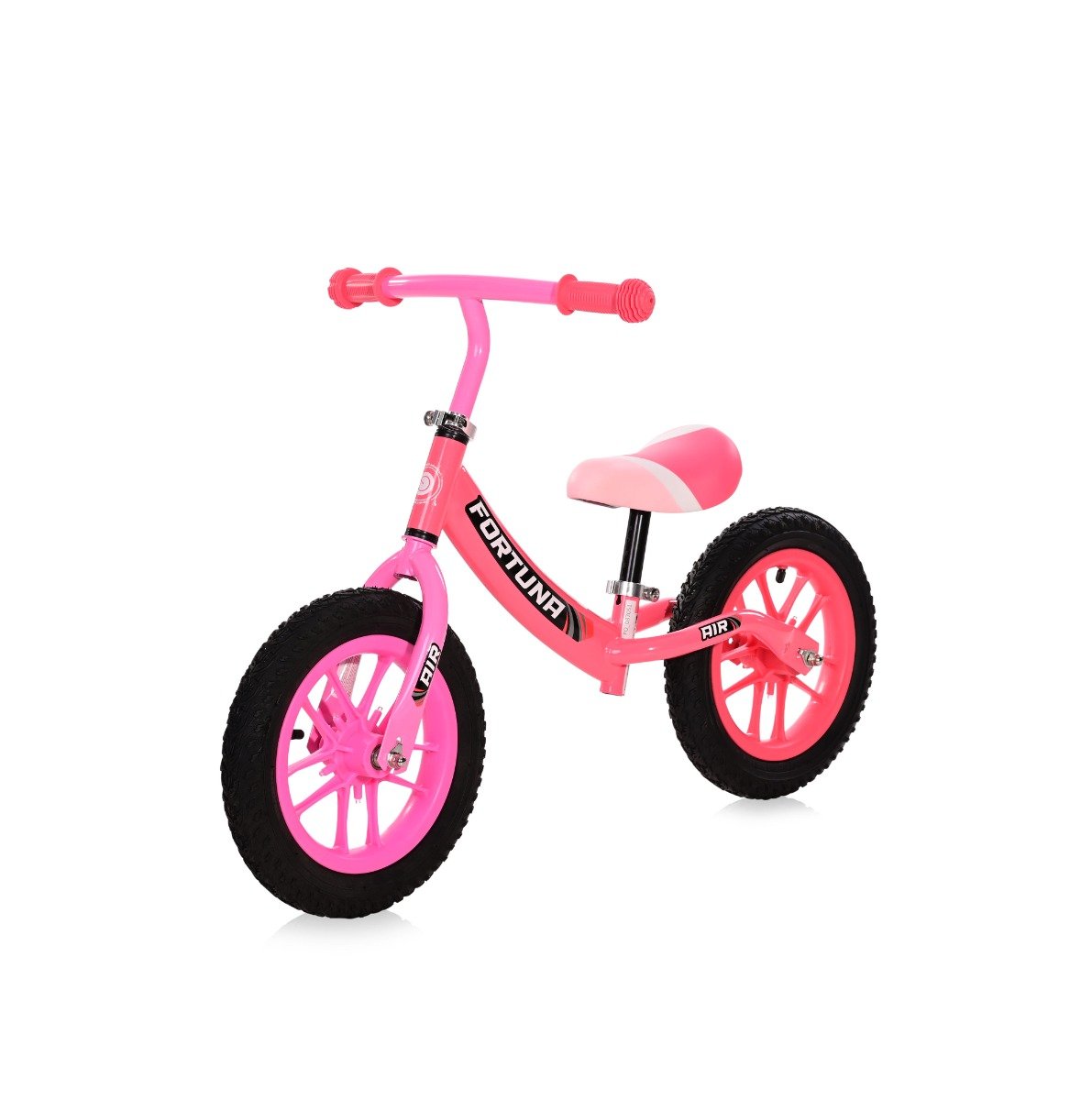 Bicicleta de echilibru, 2-5 ani, 12 inch, anvelope gonflabile, leduri, Lorelli Fortuna Air, Light Dark Pink