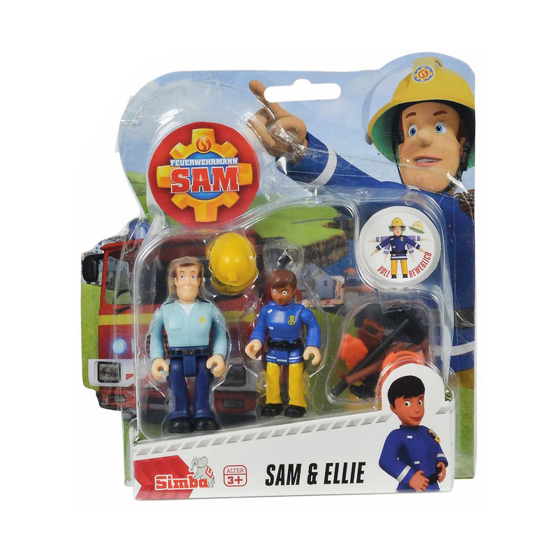Set 2 figurine articulate Pompierul Sam, Ellie si Sam, 7.5 cm