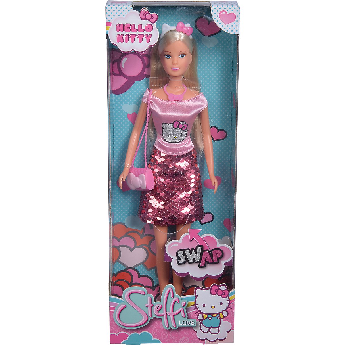 Poze Papusa Steffi Love cu rochita cu imprimeu Hello Kitty