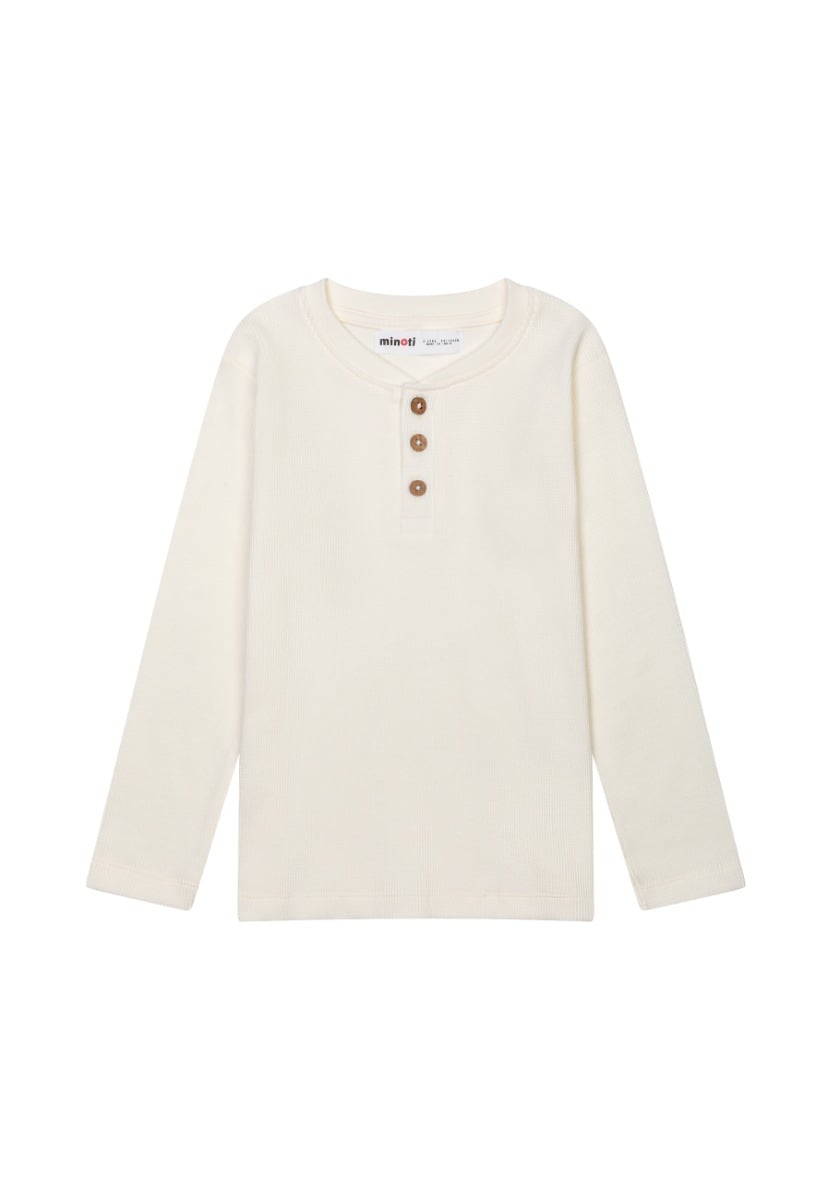 Bluza cu maneca lunga si nasturi, minoti, henley, alb
