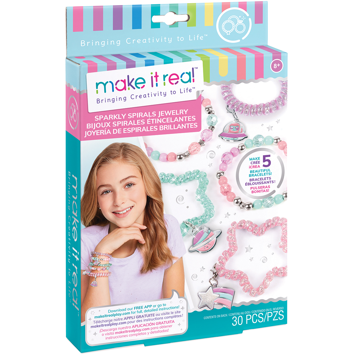 Set Make It Real, Bratari colorate spiralate, 69 piese