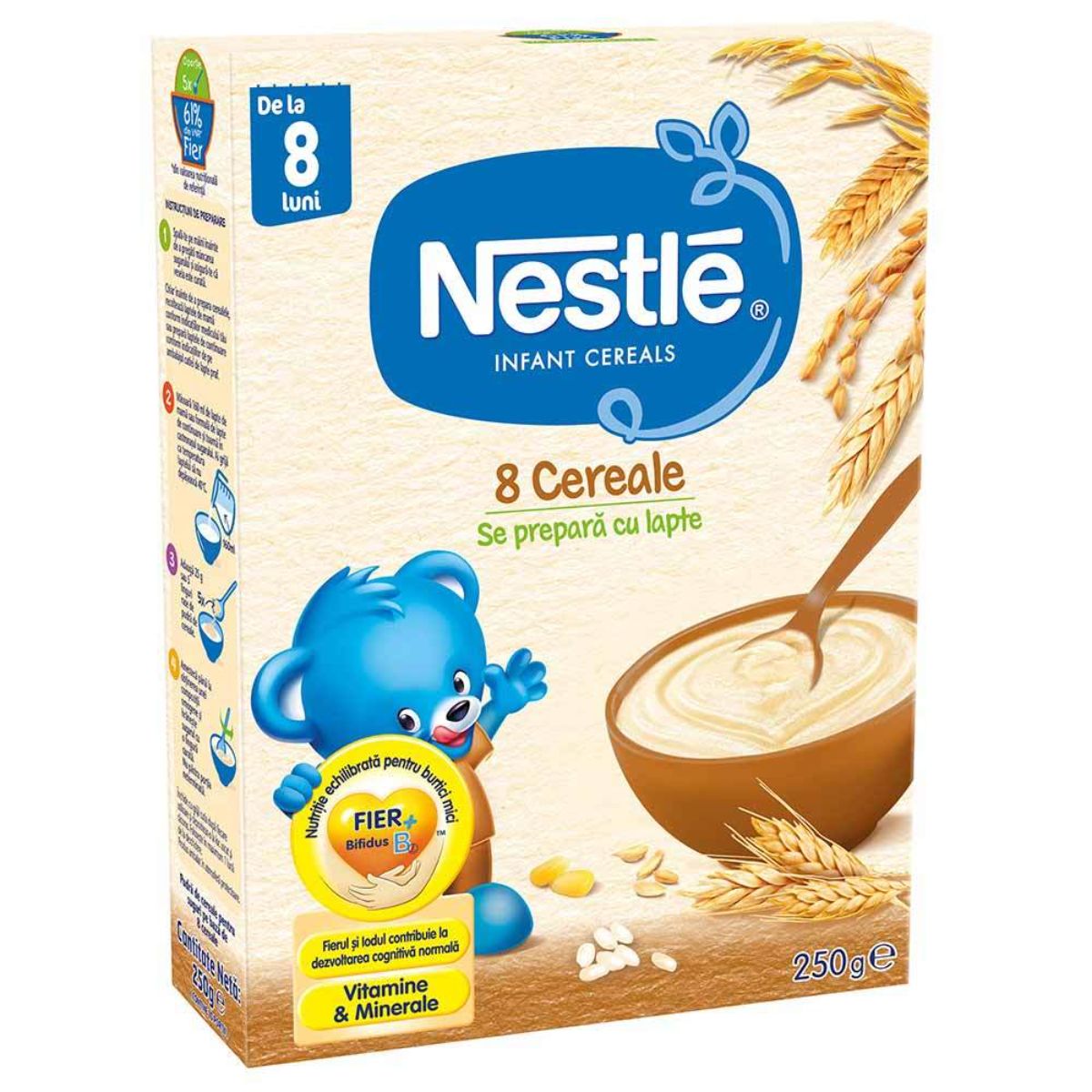 Cereale pentru bebelusi, Nestle, 8 cereale, 2 x 250 g