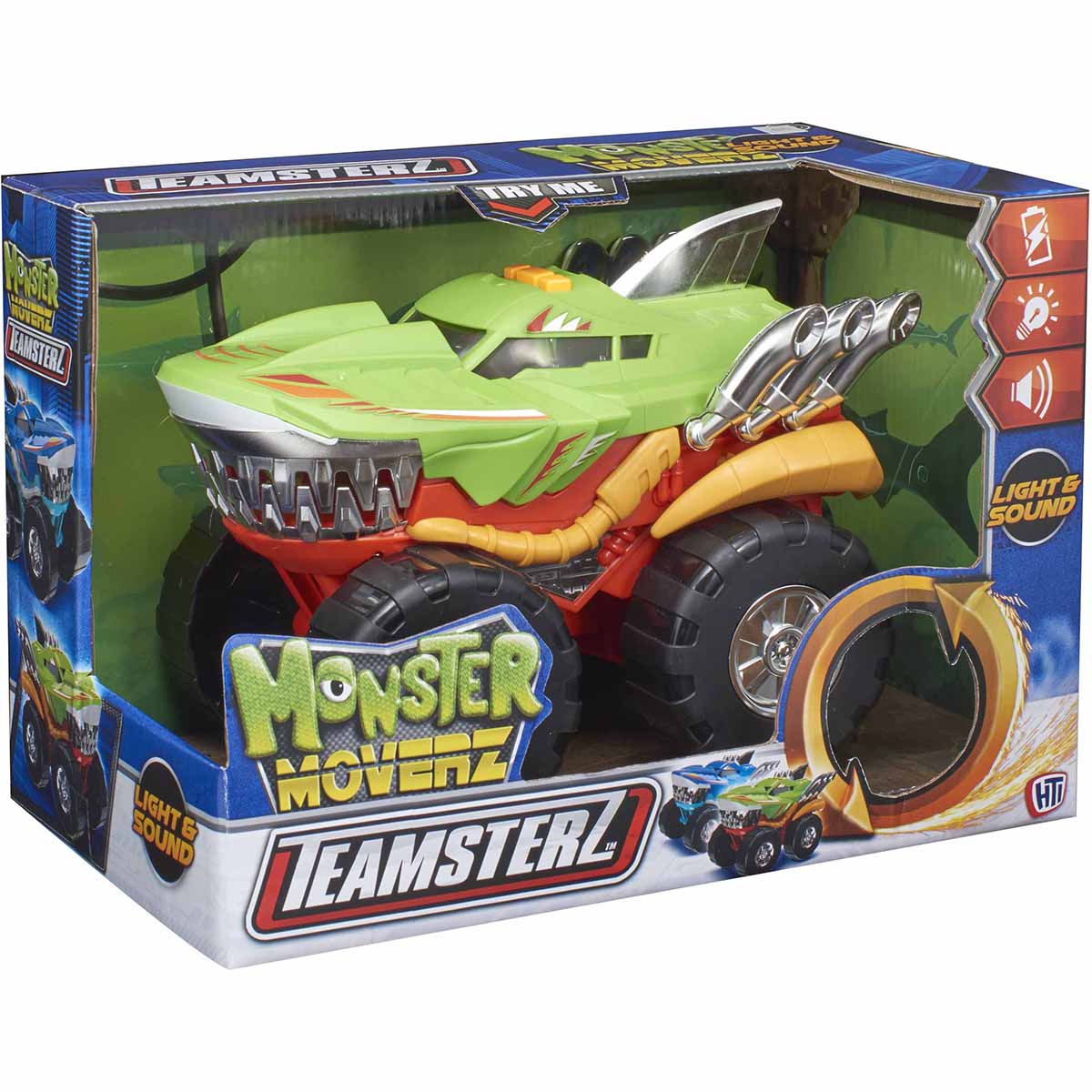 Masinuta Cu Lumini Si Sunete Teamsterz, Monster Moverz Robo Shark, Verde