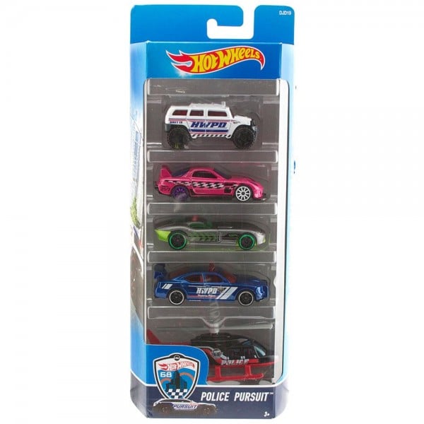 Set masinute Hot Wheels, Police Pursuit, DJD19, (5 modele)