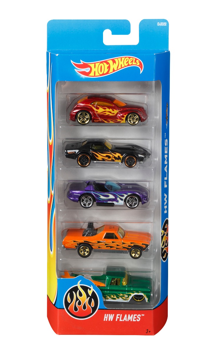 Set masinute Hot Wheels, Flames, DJD22, (5 modele)