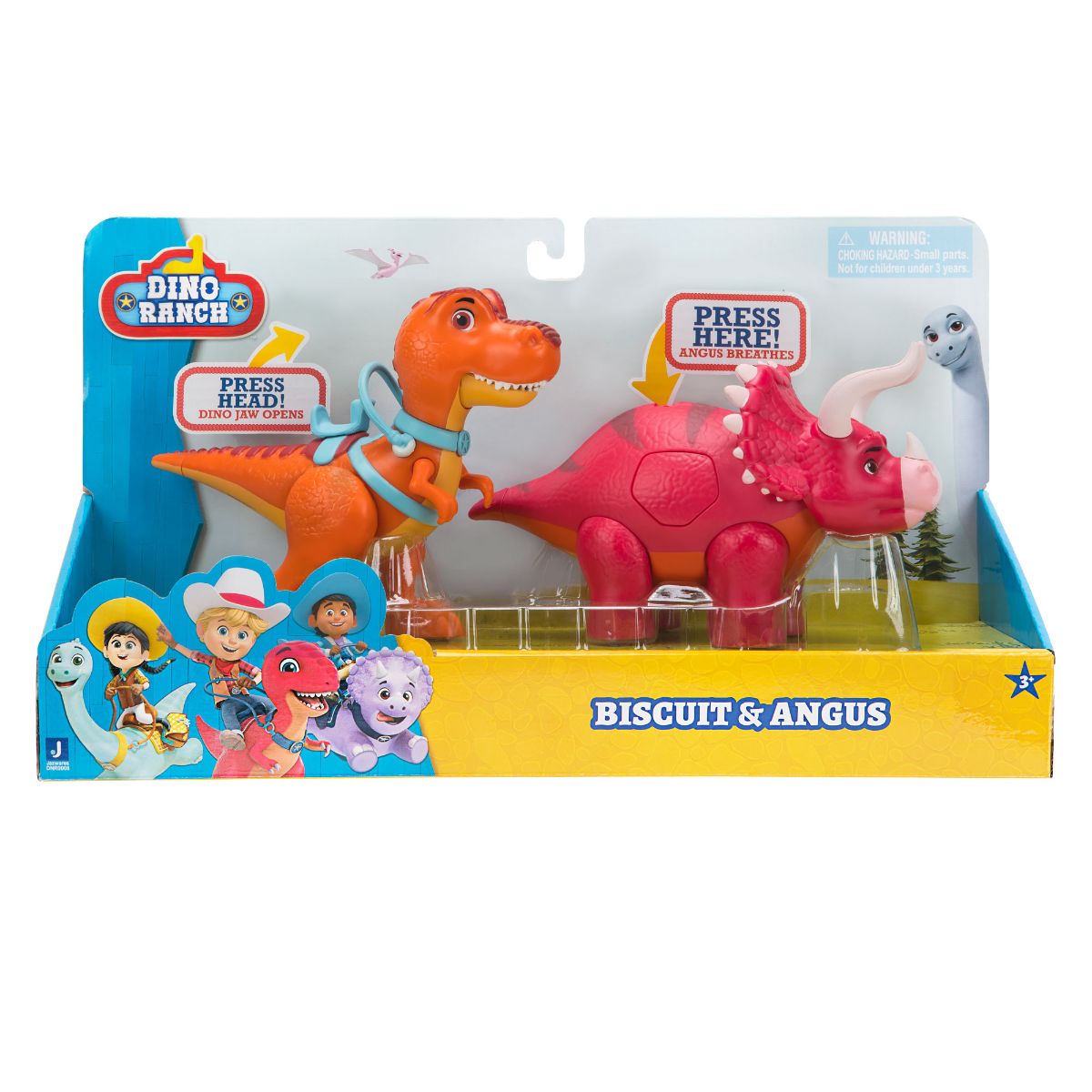 Set 2 dinozauri, Biscuit si Angus, Dino Ranch, Deluxe Dino Pack, DNR0008 Angus imagine 2022 protejamcopilaria.ro