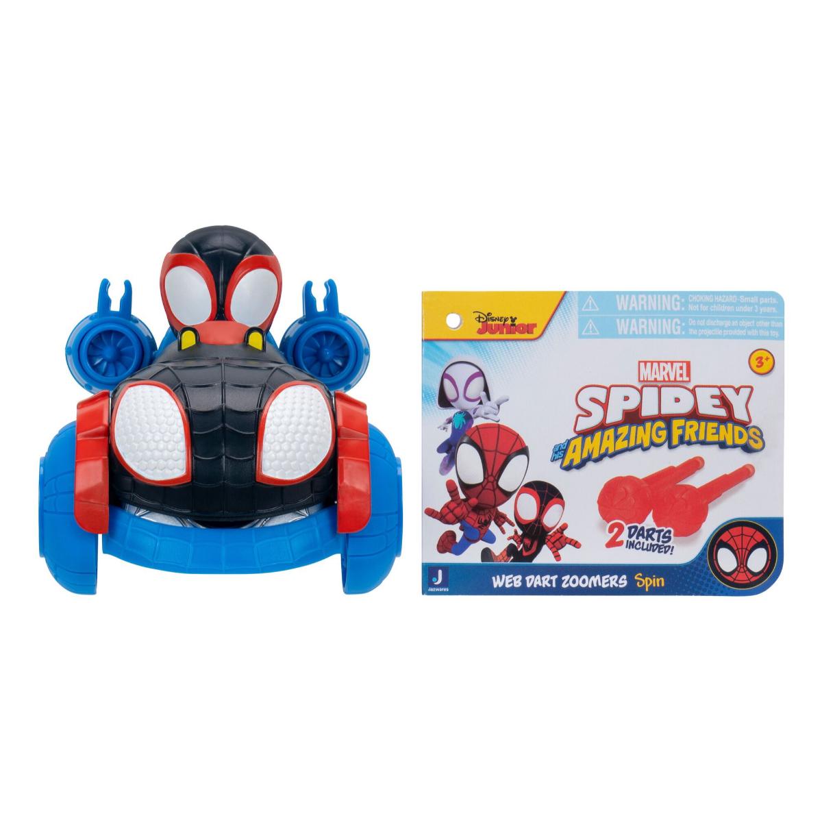 Vehicul cu lansator de sageti si figurina, Spidey and His Amazing Friends, Spin, Negru