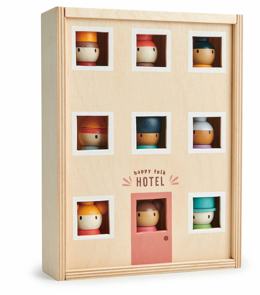 Oamenii din hotelul fericit, Tender Leaf Toys, figurine din lemn premium, 9 piese din imagine 2022