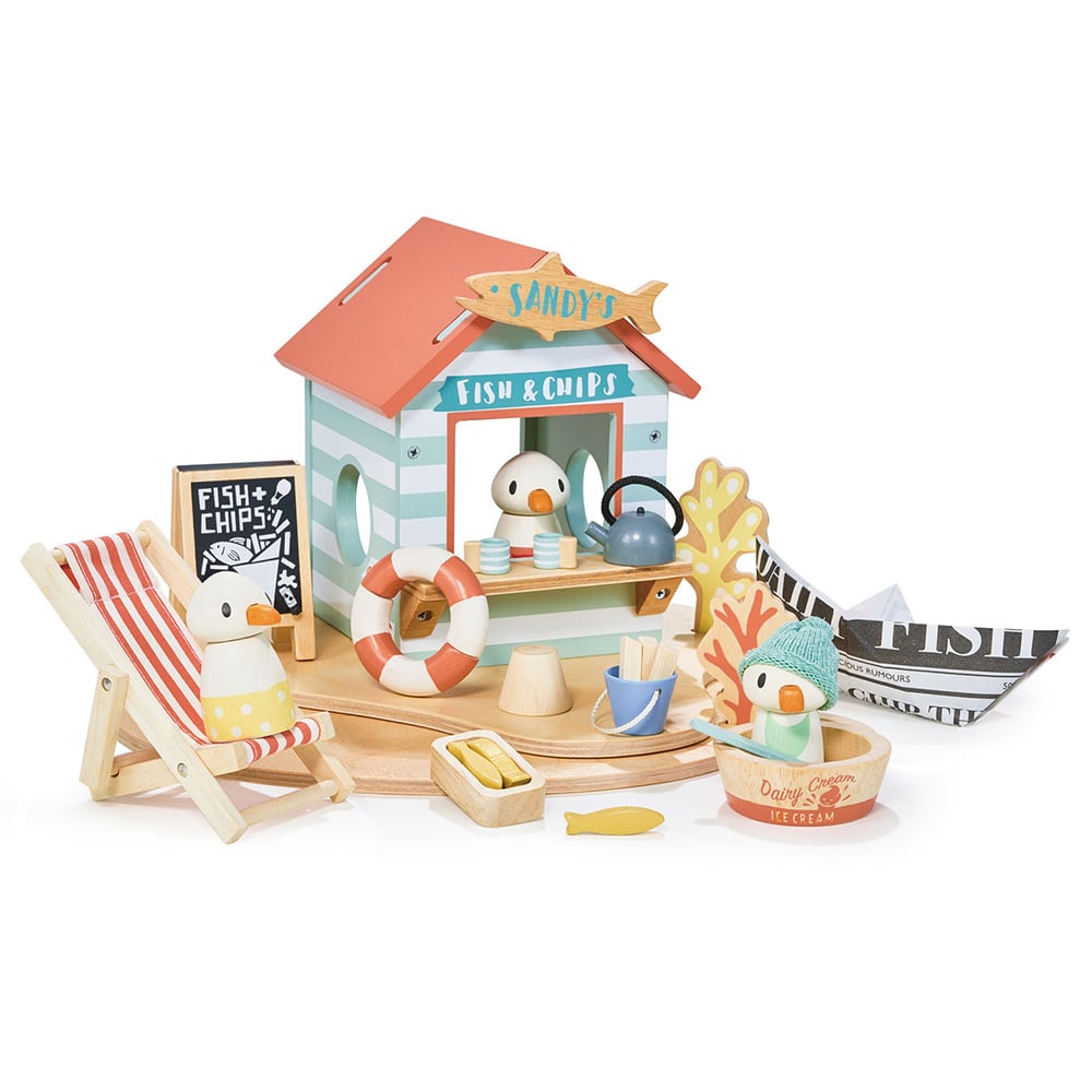 Coliba de pe plaja a lui Sandy, din lemn premium, Tender Leaf Toys