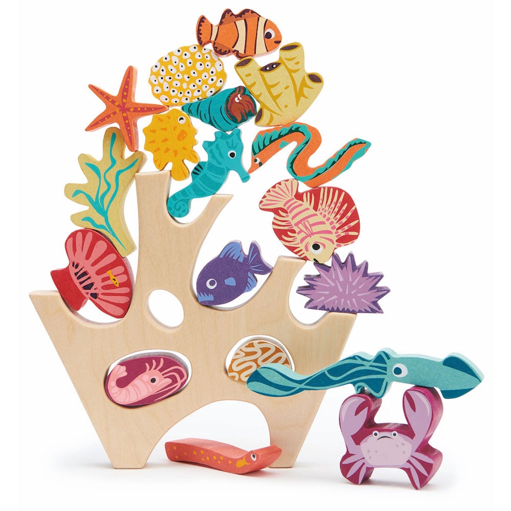 Asezare de corali din lemn, Tender Leaf Toys, 18 piese Asezare