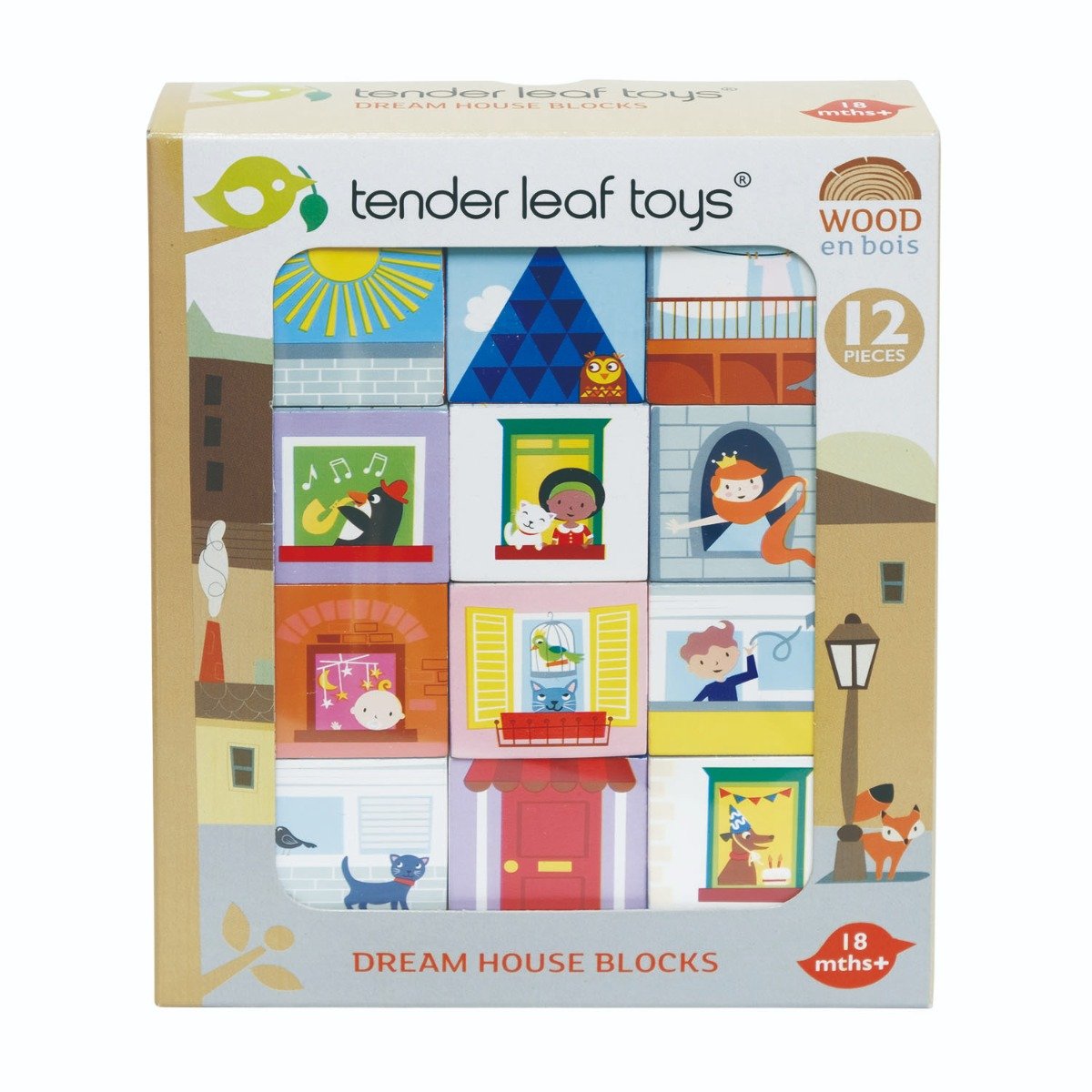 Cuburi din lemn, Tender Leaf Toys, Casa visurilor, 12 piese noriel.ro