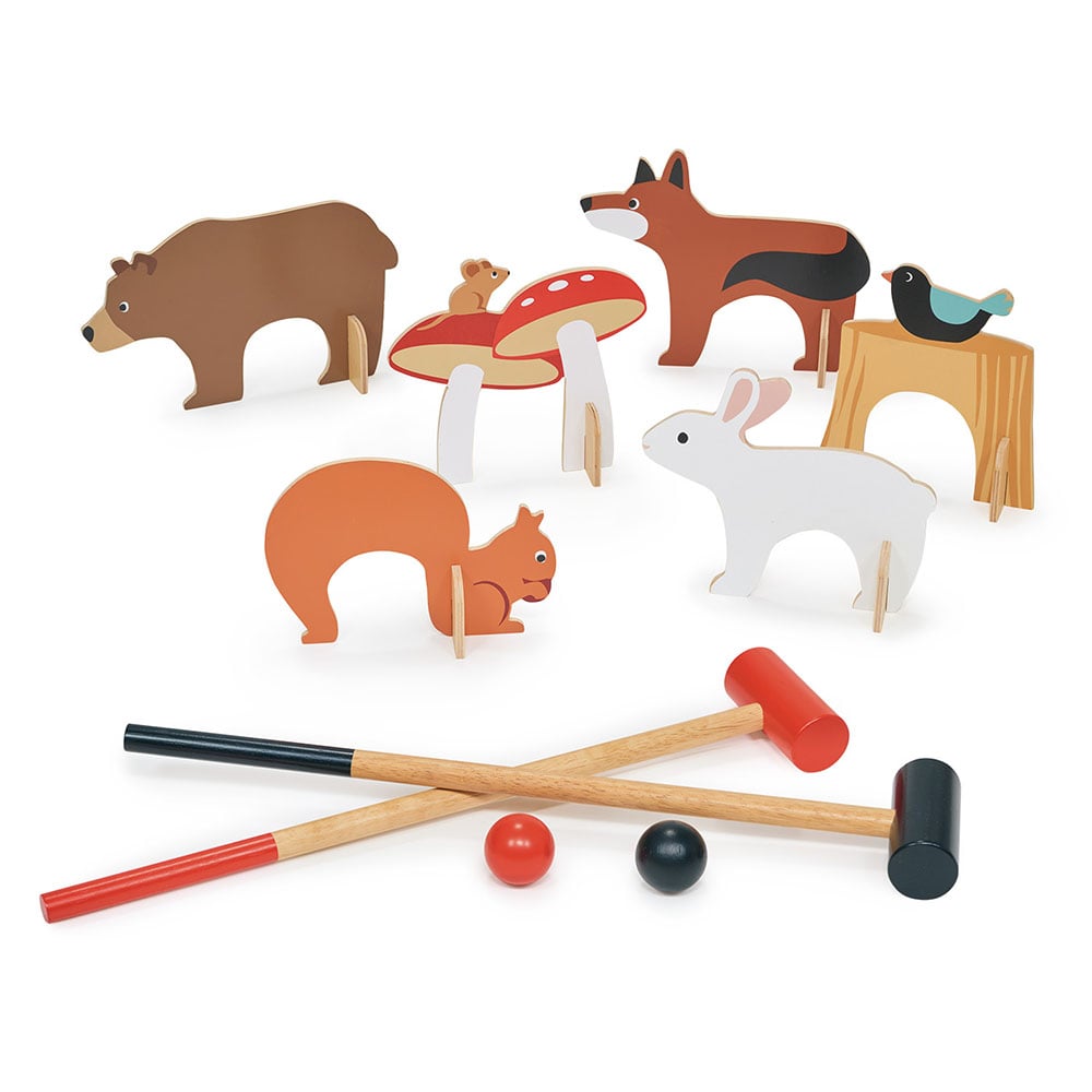 Set de croquet, din lemn premium, Tender Leaf Toys, Woodland
