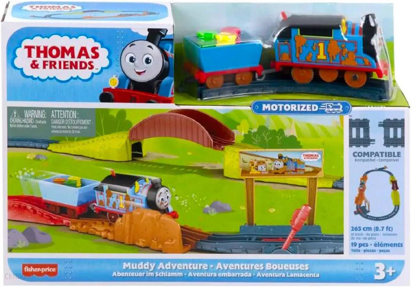 Set de joaca, Locomotiva motorizata cu vagon pe sine, Thomas and Friends, Muddy, HHV98