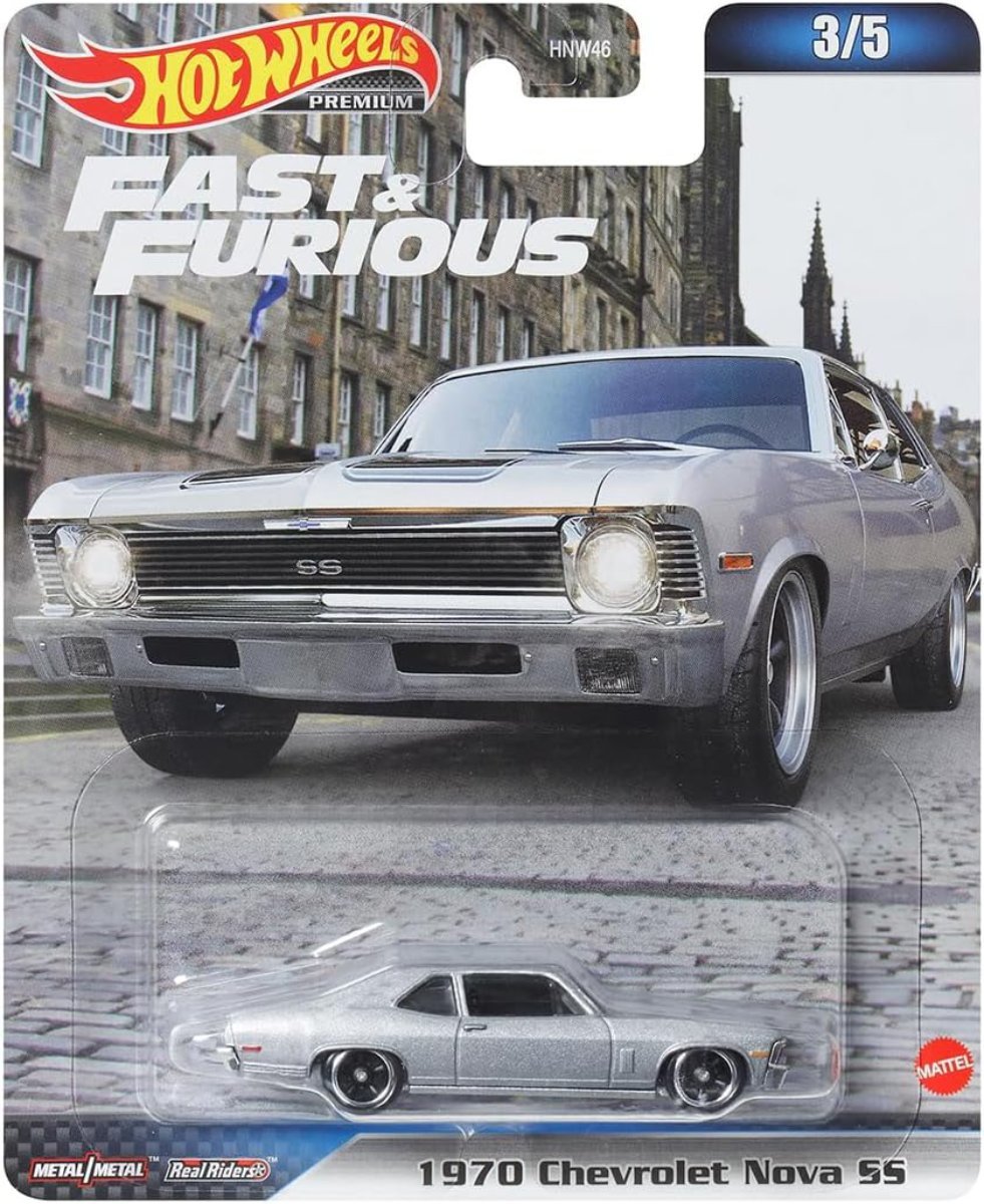 Masinuta din metal, Hot Wheels, Fast and Furious, 1970 Chevrolet Nova SS, 1:64, HNW54