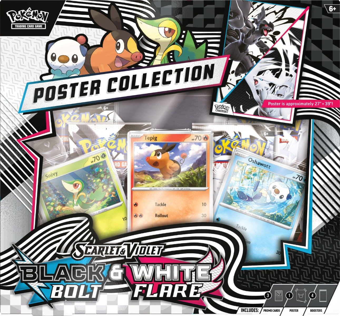 Set cartonase Pokemon TCG, Q3 Poster Collection, Black Bolt & White Flare