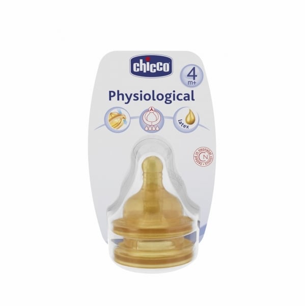 set 2 tetine de cauciuc chicco physiologic, stea, +4 luni