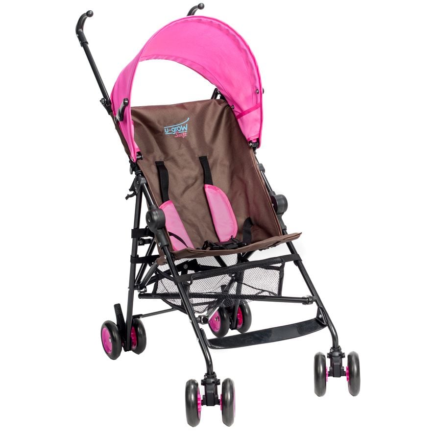 Carucior sport cu roti duble u-grow, maro-roz