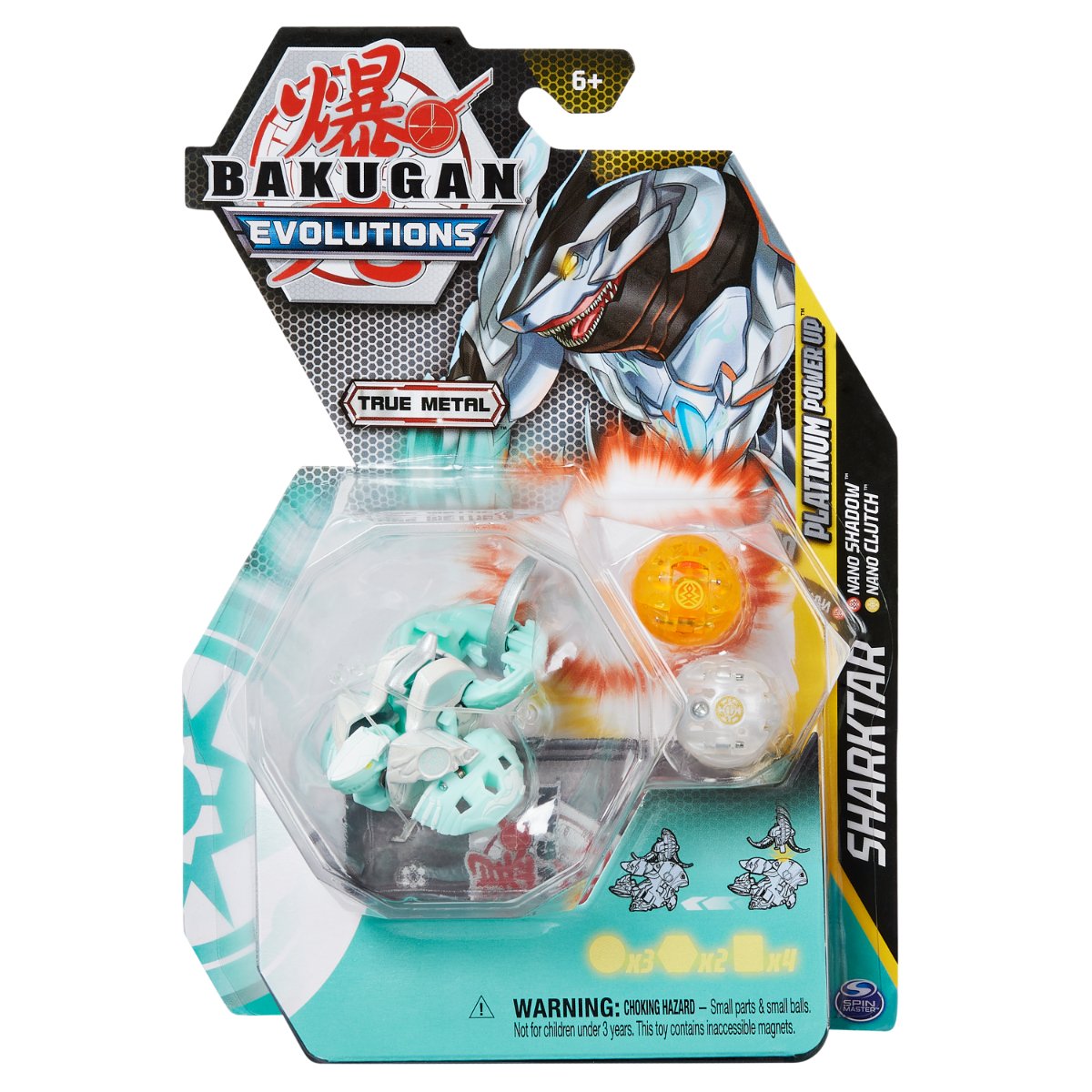 Figurina metalica Bakugan Evolutions, Platinum Power Up S4, Sharktar, 20138085