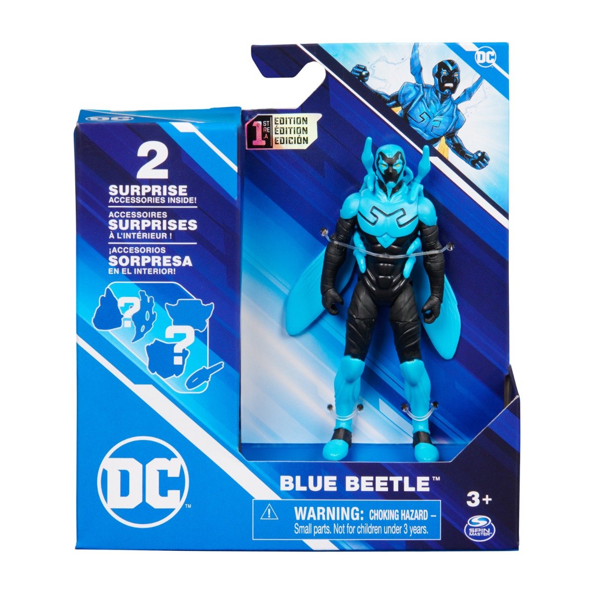 Figurina cu 2 accesorii surpriza, DC Universe, Blue Beetle, 10 cm, 20144128