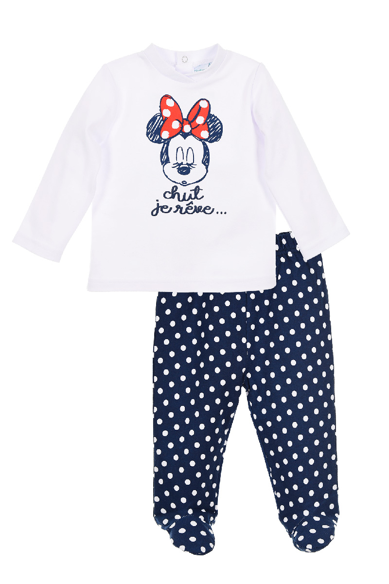 Set pantaloni si bluza cu imprimeu Disney Minnie Mouse, Albastru