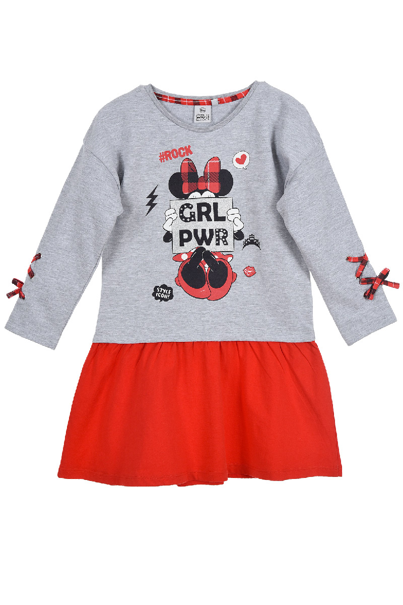 Rochita cu maneca lunga si imprimeu Minnie Mouse, Gri Disney Minnie Mouse
