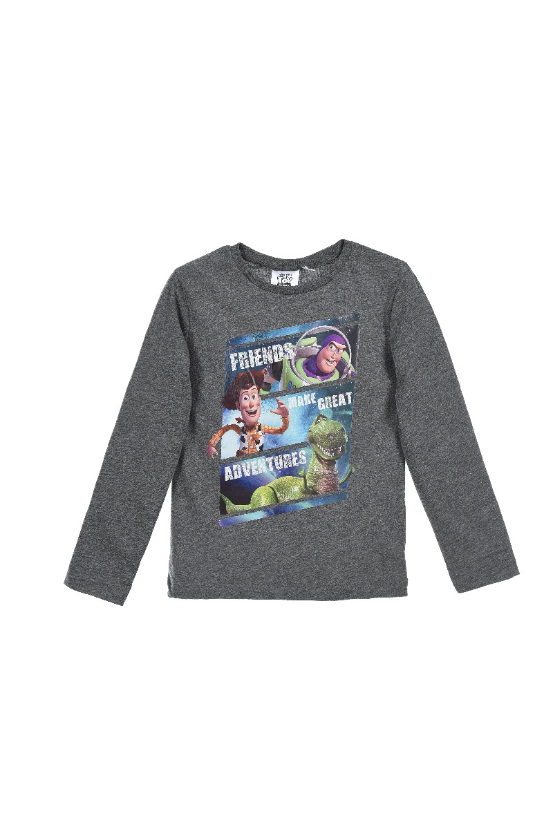 Tricou cu maneca lunga si imprimeu Toy Story, Gri