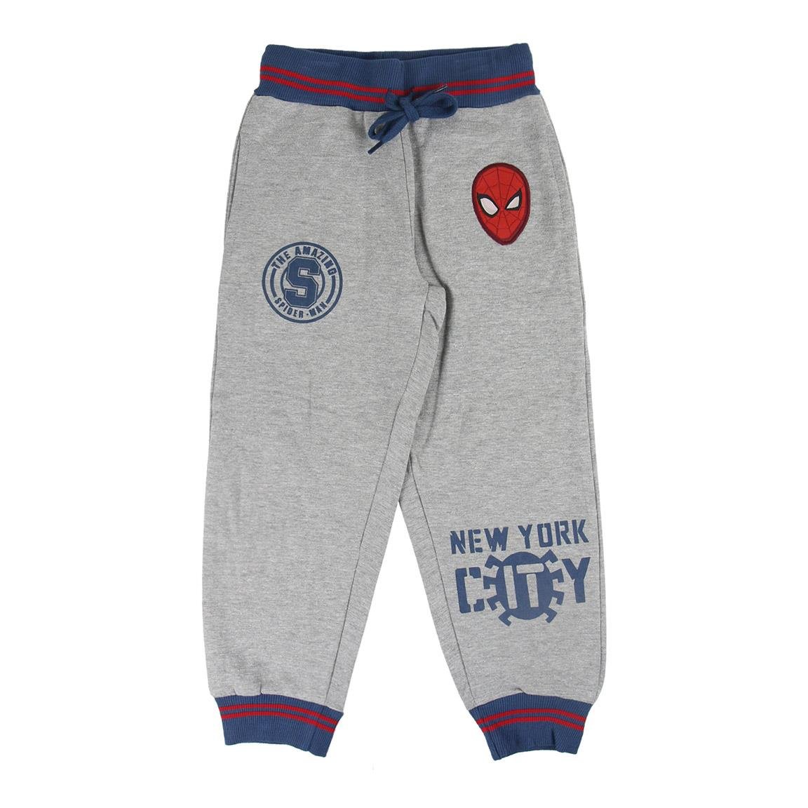 Pantaloni cu talie elastica si imprimeu Spiderman, Gri