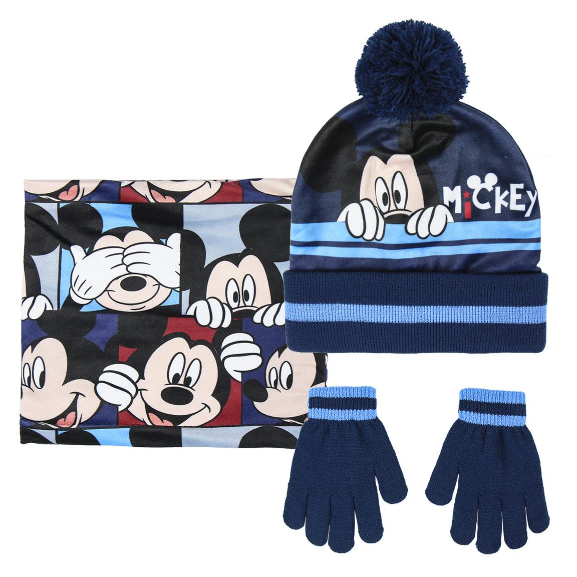 Set caciula fular si manusi mickey mouse, albastru