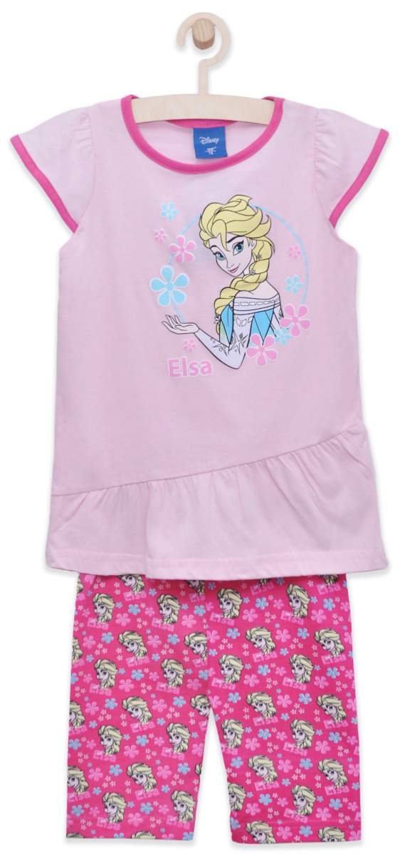 Set tricou cu maneca scurta si colanti Disney Frozen, Roz