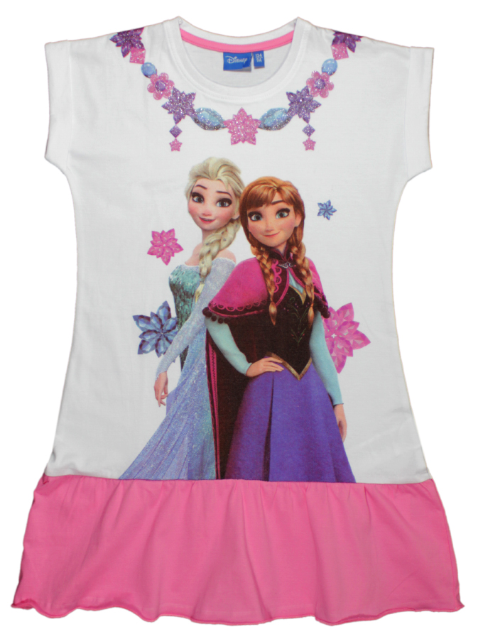 Rochie cu volane si imprimeu Disney Frozen, Roz