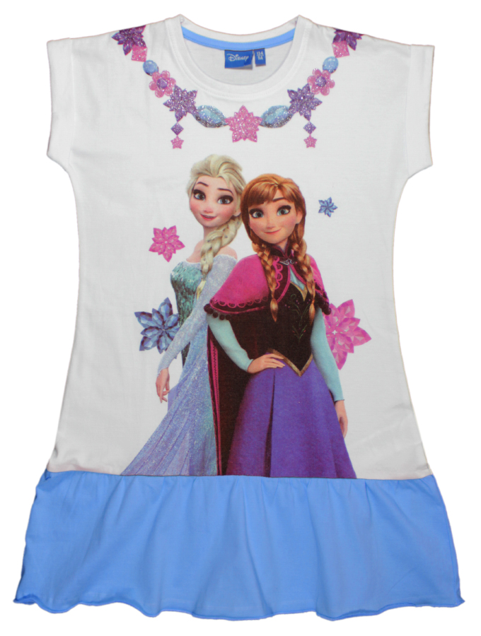 Rochie cu volane si imprimeu Disney Frozen, Turcoaz
