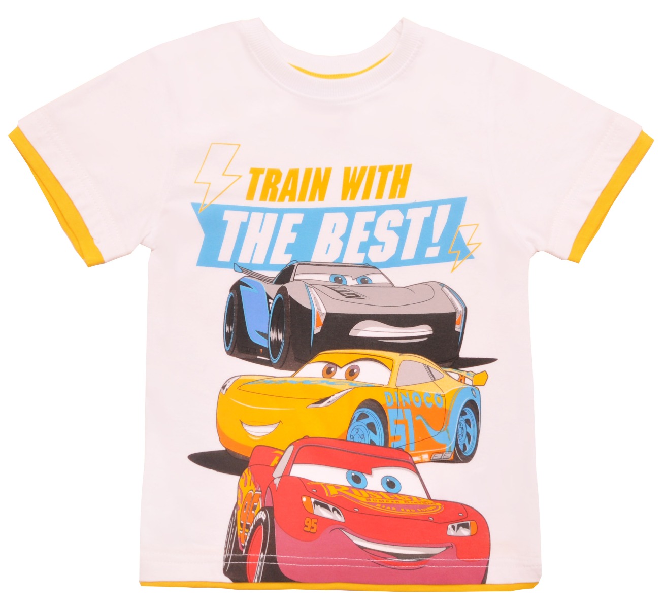 Tricou cu maneca scurta si imprimeu Disney Cars, Alb