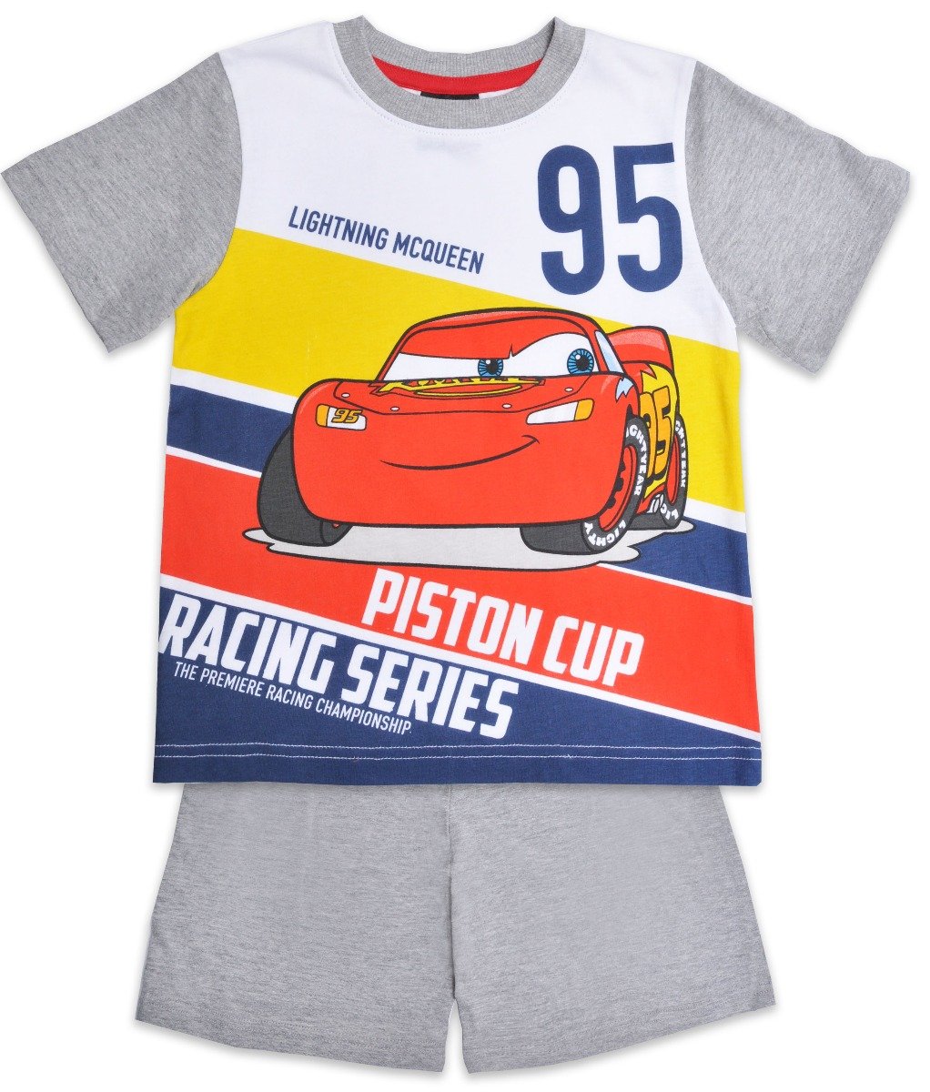 Pijama cu maneca scurta si imprimeu disney cars, gri