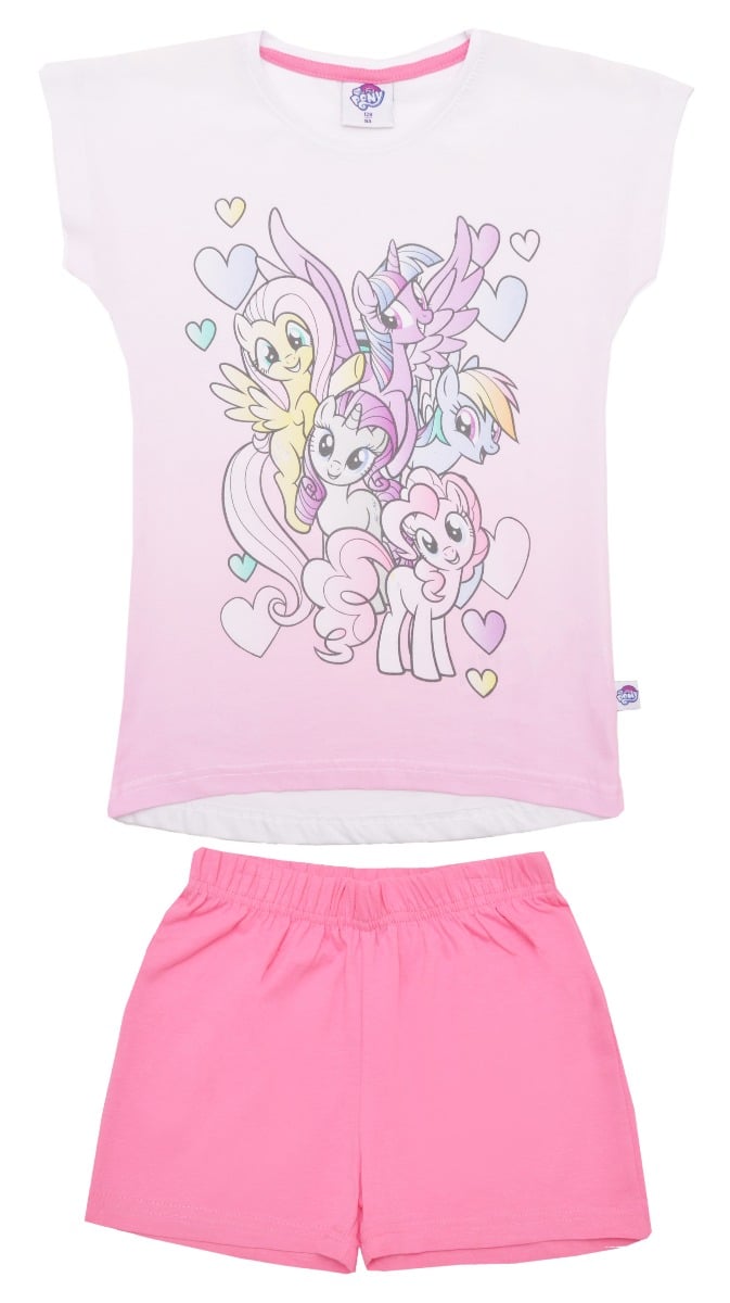 Pijama cu maneca scurta si imprimeu my little pony, roz