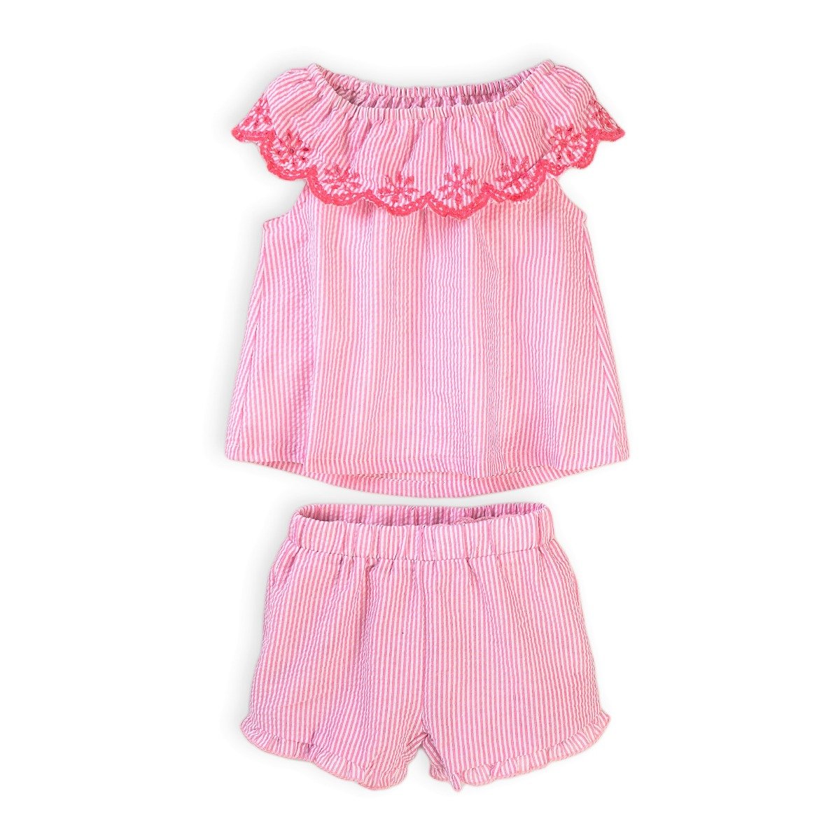 Set top cu broderie si pantaloni scurti Minoti Paradise